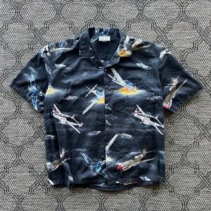 Vintage Pacific Legend Shirt Mens 2XL Black WWII Warbird Button Plane Hawaiian